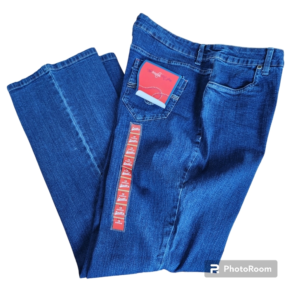 NWT Smith's Dungarees Marilyn Fit Stretch Blue Denim Straight Leg Jeans  18